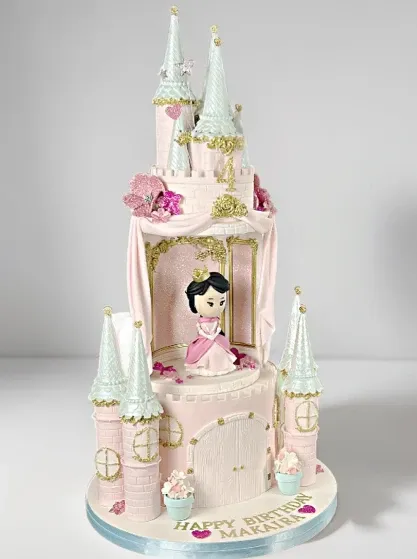 princess and princess castle birthday celebration cake