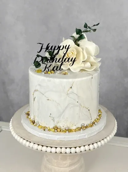 classic 1 tier fondant marble style celebration cake